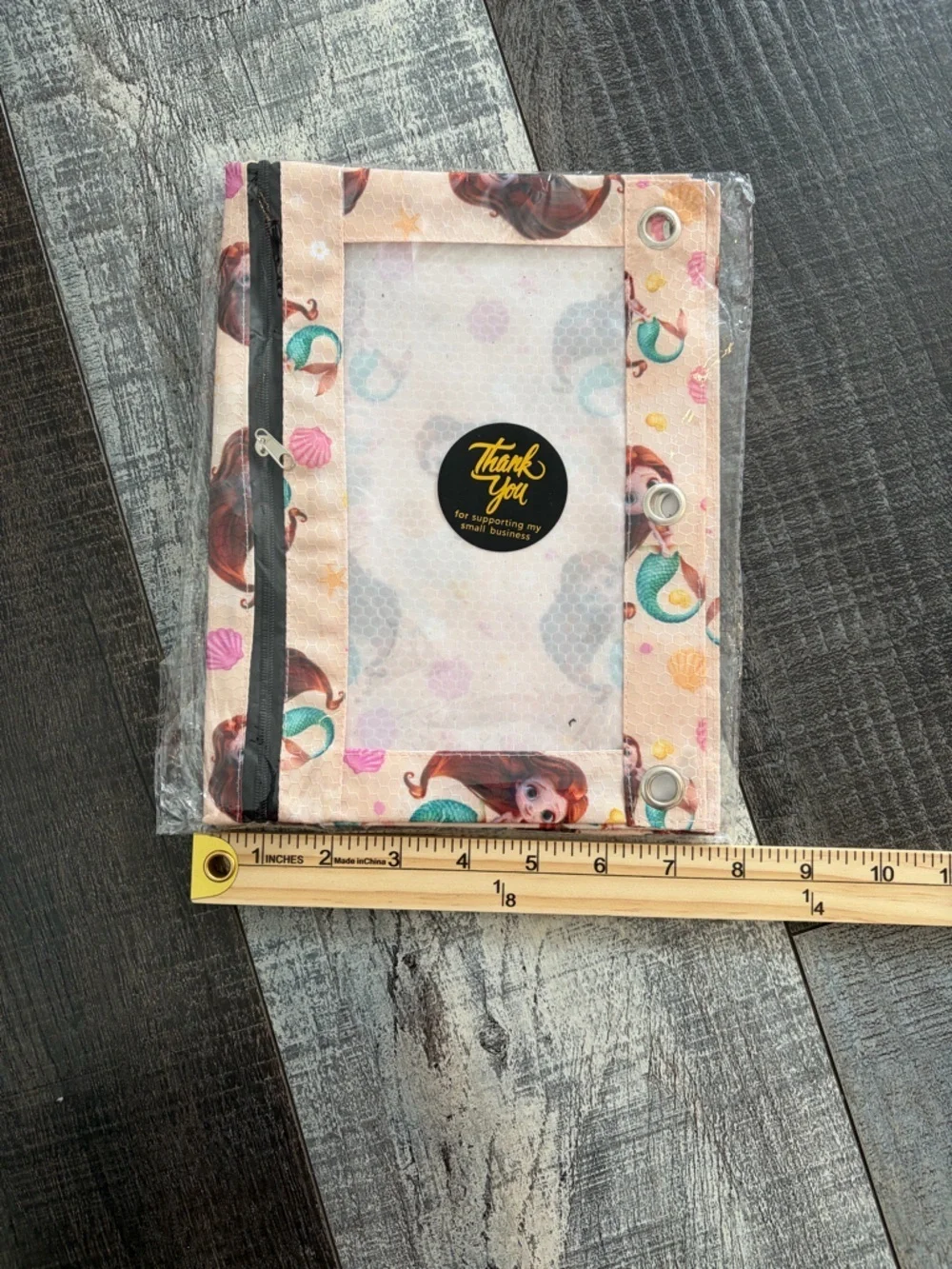 Mermaid Princess Binder Pouch Set of 2 Pencil Case Zip Organizer Folder